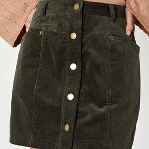 Lulu's Charming Feeling Olive Green Corduroy Mini Skirt